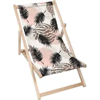 Dreamroots Liegestuhl klappbar Holz, bis zu 130 kg, Sonnenliege mit 3-stufiger Neigungsregulierung der Rückenlehne, Animal and Tropical Geometric