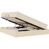 Syfax Aufbewahrungsbett mit Matratze Creme 160 x 200 cm Polyester