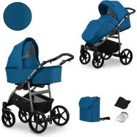 Kunert 2in1 MATA Kinderwagen in Blau/Marine mit Graphit-Gestell – Sicher, komfortabel und stilvoll