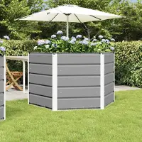 Prolenta Maison Exclusive - Pflanzkübel Hellgrau 129 x 129 x 75 cm Stahl