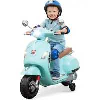Costway Kinder Motorrad Elektrisch, Vespa 12V Motorrad mit Stützrädern, LED-Scheinwerfer & Hupe, 2-3 km/h, Kindermotorrad, für Kinder von 3-6 (Grün)