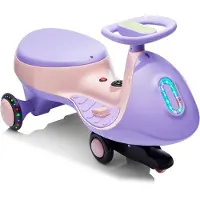 FCH Kinder-Elektroauto 12V, Elektrisches Rutschauto mit Pedal, 2 Geschwindigkeiten und Kippschutz, Bluetooth, für Kinder ab 3 Jahren, Lila & Rosa