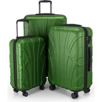 Suitline - 3er Kofferset Rollkoffer Hartschalenkoffer 4 Rollen Handgepäck-Trolley und Aufgabegepäck Koffer erweiterbar Travel Luggage Gepäck Set Hardcase ABS, TSA,Grün