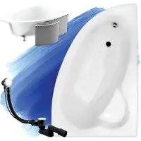 Badland Eckbadewanne Badewanne Natalia RECHTS 150x100 mit Ablaufgarnitur, Füßen und Styroporverkleidung GRATIS