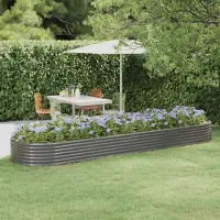 vidaXL "2024"Modernen Hochbeet Pulverbeschichteter Stahl 396x100x36 cm Grau Design Beete 9001908