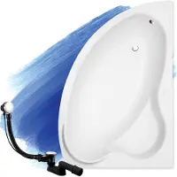 Badland Eckbadewanne Badewanne Ada RECHTS 140x90 mit Ablaufgarnitur und Füßen GRATIS ohne Verkleidung