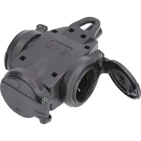 As Schwabe AS-Schwabe Vollgummi-3-fach-Verteiler-Steckdose, schwarz, schwere Ausführung