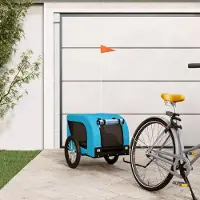 vidaXL "2026 Promotion" Fahrradanhänger Hunde Blau und Schwarz Oxford-Gewebe & Eisen - Hundebetten CC32711