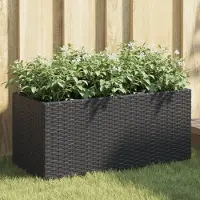 vidaXL Möbel Pflanzkübel mit 2 Töpfen 2 Stk. Schwarz 72x30x32 cm Poly Rattan - Beete 3210528
