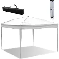 HENGDA Pavillon 3x3m ohn Seiten, Festzelt Faltpavillon Gartenzelt, UV-Schutz, für Garten Terrasse Feier Party weiß