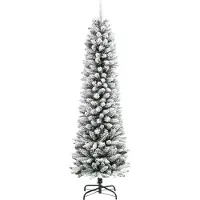 vidaXL "WINTER SALE" Künstlicher Weihnachtsbaum Schlank mit Schnee 180 cm PVC & PE - Künstliche Weihnachtsbäume NEU1504800