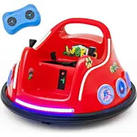Costway 12V Kinder Autoscooter 360 Grad, Elektro Bumper Car mit Musik und Lichtern, inkl. 2,4 Ghz Fernbedienung, ideal für Kinder ab 3 Jahre (Rot)