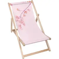 Dreamroots Liegestuhl klappbar Holz bis zu 130 kg, Sonnenliege klappbar mit 3-stufiger Neigungsregulierung der Rückenlehne, Pink Floral Vibes