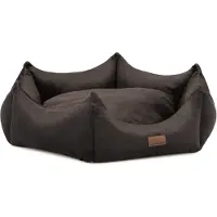 Adgo Die Villa 75x38x20 cm, Hundebett mit Rand, Haustierbett, Bett, Bodenbett, Hundekissen, Hundesofa, Katzenbett, Hundekörbchen, (Velvet/Schwarz)