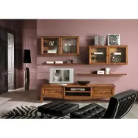 AEA Wohnzimmer Set Vitrine TV Kommode Couchtisch Kommoden Schrank Holz Neu 7 tlg.