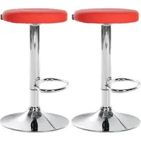 CLP 2er Set Barhocker Ponte Kunstleder chrom - rot