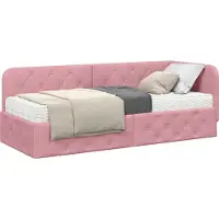 Syfax Eckbettgestell Rosa 80 x 200 cm Samt