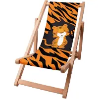 Dreamroots Kinder Liegestuhl Holz, Buchenholz bis zu 130 kg, Sonnenliege klappbar mit 3-stufiger Neigungsregulierung der Rückenlehne, Roary