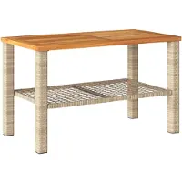 Syfax Gartentisch Beige 70x38x42 cm Poly Rattan Akazienholz