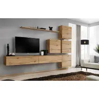 AEA Garnitur Braun Set 7tlg TV-Ständer Komplett Wohnwand Wand Regal Modern Design
