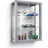 K-Möbel Hängevitrine Glas 80x60x25 cm Made in Germany mit 2 Höhenverstellbaren ESG Glasböden Silber
