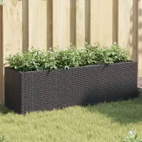 vidaXL Möbel Hochbeet mit 3 Fächern Schwarz 105x30x32 cm Poly Rattan - Beete 366416