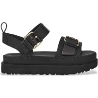Ugg für Damen. 1167392 Goldenstar Villa schwarze Ledersandalen (38), Wohnung, Schnalle, Lässig