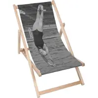 Dreamroots Liegestuhl klappbar Holz bis zu 130 kg, Sonnenliege klappbar mit 3-stufiger Neigungsregulierung der Rückenlehne, Plunge Into Water