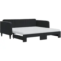 Syfax Tagesbett Ausziehbar mit Matratzen Schwarz 90x190 cm Samt