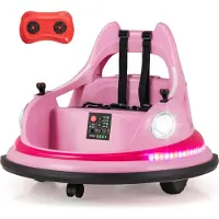 Costway 12 V Kinder Autoscooter 360° drehbar, 2 in 1 Elektro Bumper Car mit 2 Fahrmodi, Kinderauto mit Fernbedienung, LED&Musik, für Kinder 3+Rosa