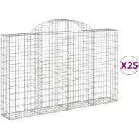 vidaXL Gabionen mit Hochbogen 25Stk. 200x30x120/140cm Verzinktes Eisen