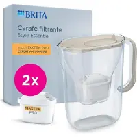 Brita Style Essential Wasserfilter-Karaffe, Sand, 2,4L Kapazität, 2 Maxtra Pro Expert Filter
