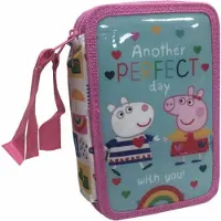Northix Federmäppchen mit drei Fächern für Kinder, Peppa Pig Design