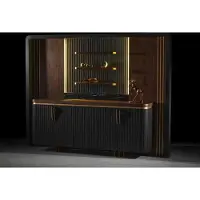 AEA Luxus Schrank Wohnwand Sideboard Mit Beleuchtung Edelstahl Wohnzimmer