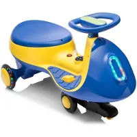 FCH Kinder-Elektroauto 12V, Elektrisches Rutschauto mit Pedal, 2 Geschwindigkeiten und Kippschutz, Bluetooth, für Kinder ab 3 Jahren, Blau & Gelb