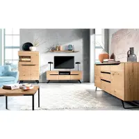 AEA DesignerWohnwand Modern Holzmöbel TV-Lowboard Wohnzimmer Set 4tlg