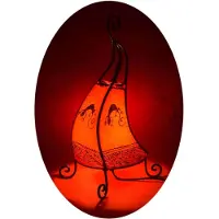 SIMANDRA Orientalische Lampe Hennalampe marokkanische Lederlampe Tischleuchte Stehleuchte Coq Gecko 40 cm, rot