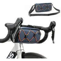 RockBros Fahrradtasche für Vorne Lenker, Lenkertasche Umhängetasche mit Schultergurt, Dunkelblau