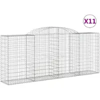 vidaXL Gabionen mit Hochbogen 11 Stk 300x50x120/140cm Verzinktes Eisen