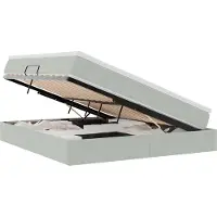 Syfax Aufbewahrungsbett mit Matratze Hellgrau 180 x 200 cm Samt