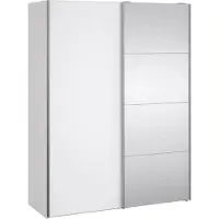 Dmora Kleiderschrank 2 Türen Diandra, Schlafzimmermöbel, Schrank, Garderobe, 150x61 h200 cm, Glänzendes Weiß