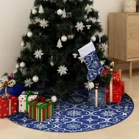 Prolenta Maison Exclusive - Luxus-Weihnachtsbaumdecke mit Socke Blau 122 cm Stoff
