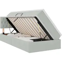 vidaXL LED-Speicherbett mit Matratze Hellgrau 90 x 200 cm Samt