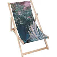 Dreamroots Liegestuhl klappbar Holz bis zu 130 kg, Sonnenliege klappbar mit 3-stufiger Neigungsregulierung der Rückenlehne, Floral Composition Pink