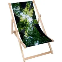 Dreamroots Liegestuhl klappbar Holz, Buchenholz bis zu 130 kg, Sonnenliege klappbar mit 3-stufiger Neigungsregulierung der Rückenlehne, Trees