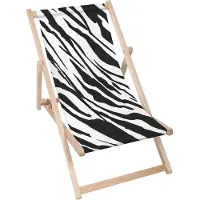 Dreamroots Liegestuhl klappbar Holz bis zu 130 kg, Sonnenliege klappbar mit 3-stufiger Neigungsregulierung der Rückenlehne, Zebra