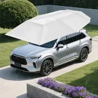 StarTech.com Autozelt 4,6 m - Halbautomatischer Carport - Faltbar - Tragbar - Sonnenschutz - Metallrahmen - Vliesstoff - Abnehmbar - Silber