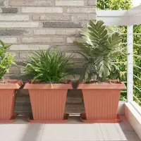 Prolenta Maison Exclusive - Quadratisches Blumentablett 6 pcs Ziegelrot 32 x 32 x 2,5 cm
