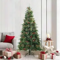 vidaXL "Schlussverkauf" Künstlicher klappbarer Weihnachtsbaum(1 pc) - Kunstbaum/Tannenbaum - mit Ständer Grün 210 cm C8196