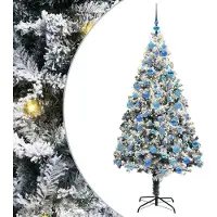 vidaXL Möbel Künstlicher Weihnachtsbaum mit 300 LEDs mit Ständer Weiß 180 cm - Künstliche Weihnachtsbäume CLORIS3849026